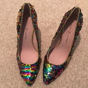 Chinese Laundry never worn rainbow sequin pumps. Size 8.5. Great for Pride!